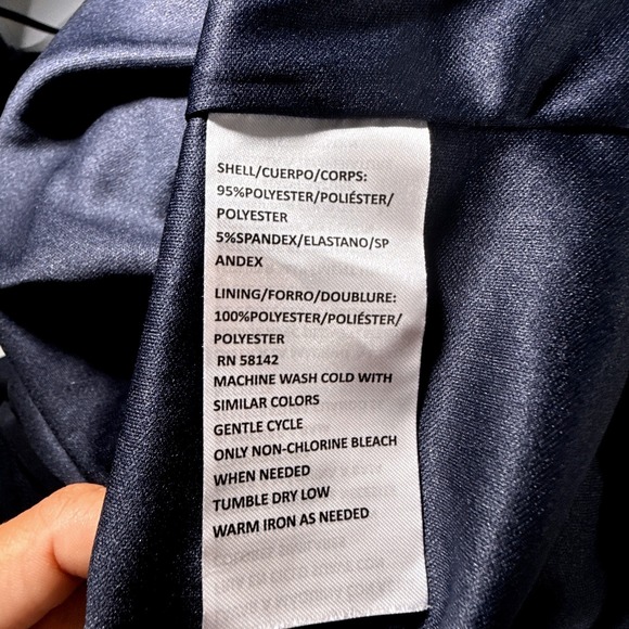 Maggy London Navy Blue Ruched V-Neck Long Sleeve Midi Dress US Size 0 - Picture 7 of 7